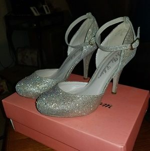 Champagne rhinestone heels
